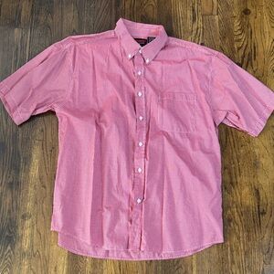 Men's Red Striped Plaid Button-Down Shirt XL